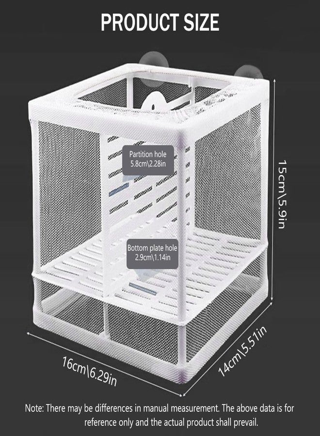 Qpets® Fish Breeding Box Isolation for Betta with Suction Cups Divider Small Aquarium Tank Nylon Mesh DIY Assembling Fry Hatchery Net Breeder 16x14x15CM 2 PCS - Image 2